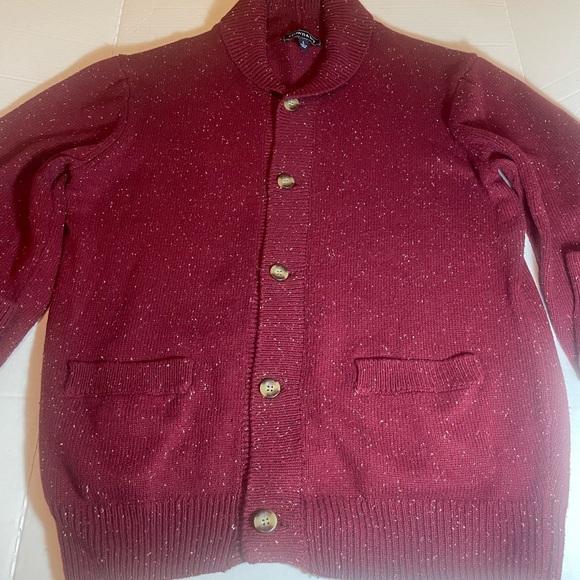 Crown & Ivy Men's Shawl Collard Burgundy Button Closure Cardigan Sweater Sz. L - Picture 6 of 11